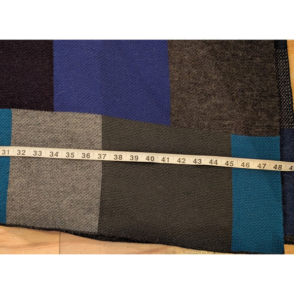 Coldwater Creek Shawl Classic Colorblock Grey/Blue/ Ruana Wrap Wool Blend O/S - Picture 5 of 6